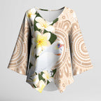 Australia Long-billed Corella Kimono Sleeve Blouse Cacatua Tenuirostris Plumeria Aboriginal Art - Aussie Hoodie