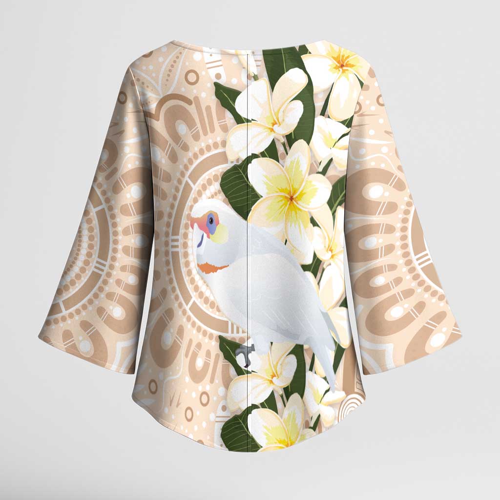 Australia Long-billed Corella Kimono Sleeve Blouse Cacatua Tenuirostris Plumeria Aboriginal Art - Aussie Hoodie