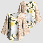 Australia Long-billed Corella Kimono Sleeve Blouse Cacatua Tenuirostris Plumeria Aboriginal Art - Aussie Hoodie