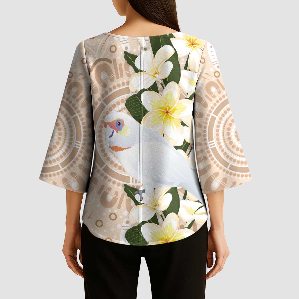 Australia Long-billed Corella Kimono Sleeve Blouse Cacatua Tenuirostris Plumeria Aboriginal Art - Aussie Hoodie