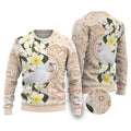 Australia Long-billed Corella Ugly Christmas Sweater Cacatua Tenuirostris Plumeria Aboriginal Art - Aussie Hoodie