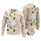 Australia Long-billed Corella Ugly Christmas Sweater Cacatua Tenuirostris Plumeria Aboriginal Art - Aussie Hoodie