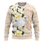 Australia Long-billed Corella Ugly Christmas Sweater Cacatua Tenuirostris Plumeria Aboriginal Art - Aussie Hoodie
