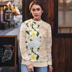 Australia Long-billed Corella Ugly Christmas Sweater Cacatua Tenuirostris Plumeria Aboriginal Art - Aussie Hoodie