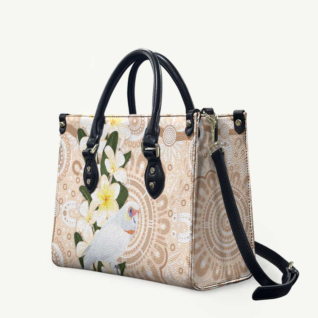 Australia Long-billed Corella Leather Bag Cacatua Tenuirostris Plumeria Aboriginal Art - Aussie Hoodie