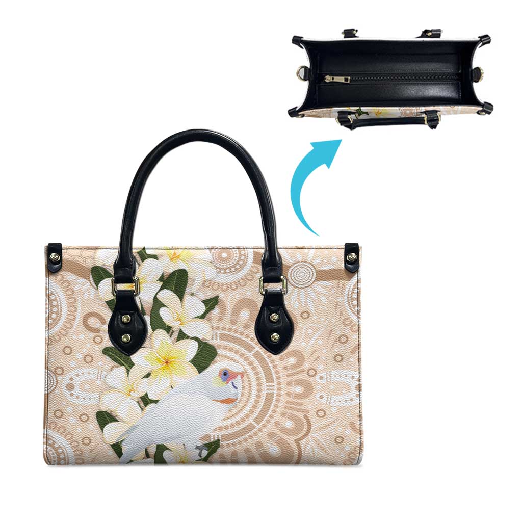 Australia Long-billed Corella Leather Bag Cacatua Tenuirostris Plumeria Aboriginal Art - Aussie Hoodie