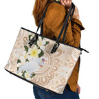 Australia Long-billed Corella Leather Tote Bag Cacatua Tenuirostris Plumeria Aboriginal Art - Aussie Hoodie