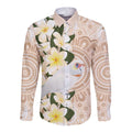 Australia Long-billed Corella Long Sleeve Button Shirt Cacatua Tenuirostris Plumeria Aboriginal Art - Aussie Hoodie