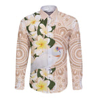 Australia Long-billed Corella Long Sleeve Button Shirt Cacatua Tenuirostris Plumeria Aboriginal Art - Aussie Hoodie