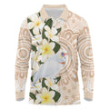 Australia Long-billed Corella Long Sleeve Polo Shirt Cacatua Tenuirostris Plumeria Aboriginal Art - Aussie Hoodie