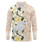 Australia Long-billed Corella Long Sleeve Polo Shirt Cacatua Tenuirostris Plumeria Aboriginal Art - Aussie Hoodie