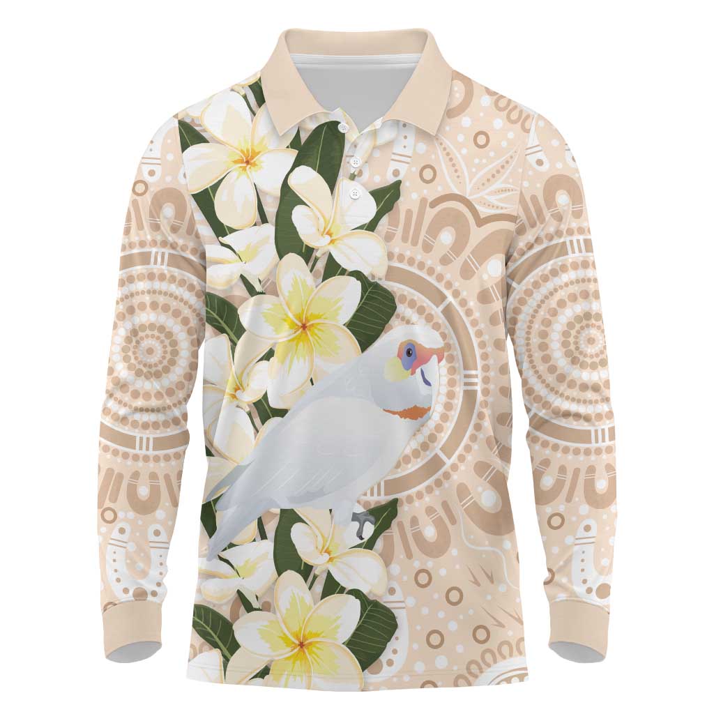 Australia Long-billed Corella Long Sleeve Polo Shirt Cacatua Tenuirostris Plumeria Aboriginal Art - Aussie Hoodie