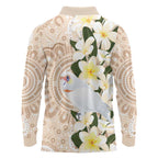 Australia Long-billed Corella Long Sleeve Polo Shirt Cacatua Tenuirostris Plumeria Aboriginal Art - Aussie Hoodie