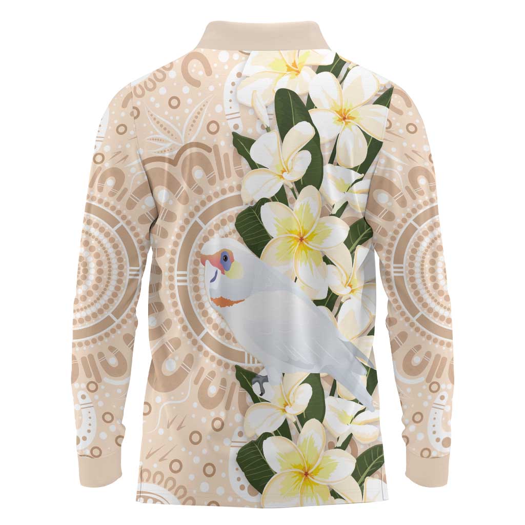 Australia Long-billed Corella Long Sleeve Polo Shirt Cacatua Tenuirostris Plumeria Aboriginal Art - Aussie Hoodie