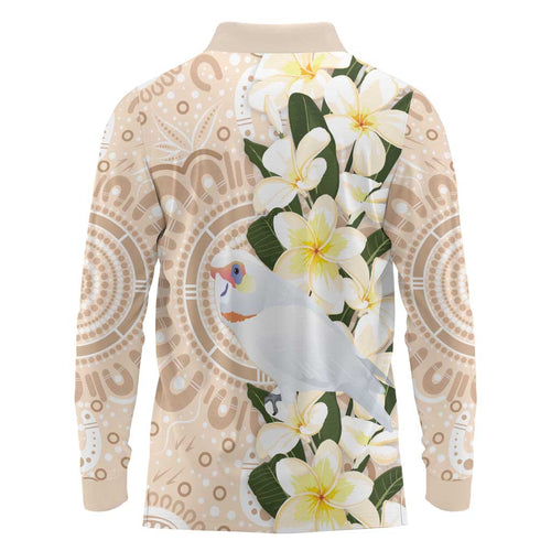 Australia Long-billed Corella Long Sleeve Polo Shirt Cacatua Tenuirostris Plumeria Aboriginal Art - Aussie Hoodie