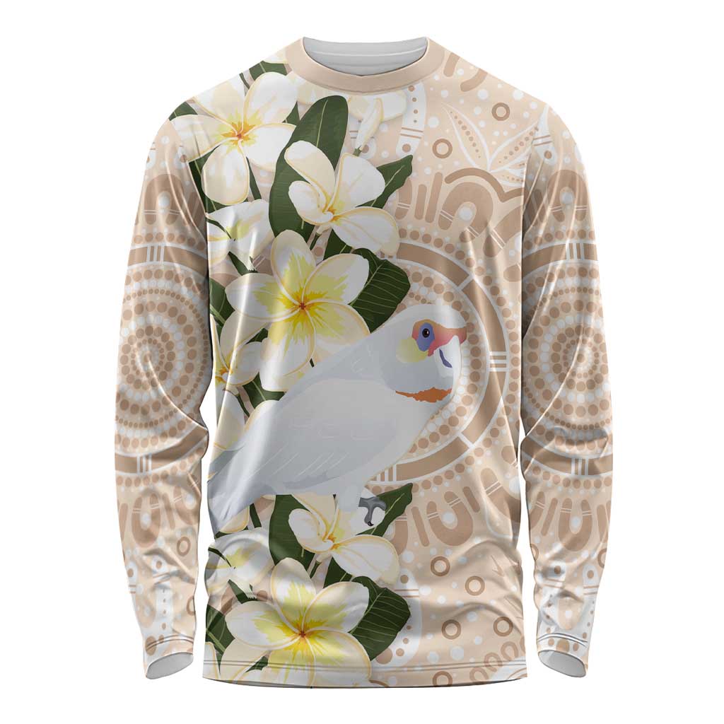 Australia Long-billed Corella Long Sleeve Shirt Cacatua Tenuirostris Plumeria Aboriginal Art - Aussie Hoodie