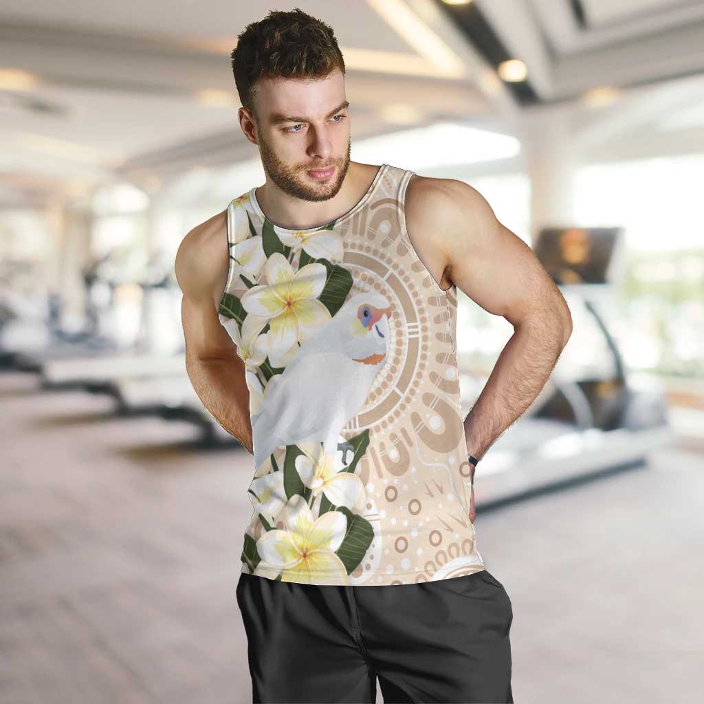 Australia Long-billed Corella Men Tank Top Cacatua Tenuirostris Plumeria Aboriginal Art - Aussie Hoodie