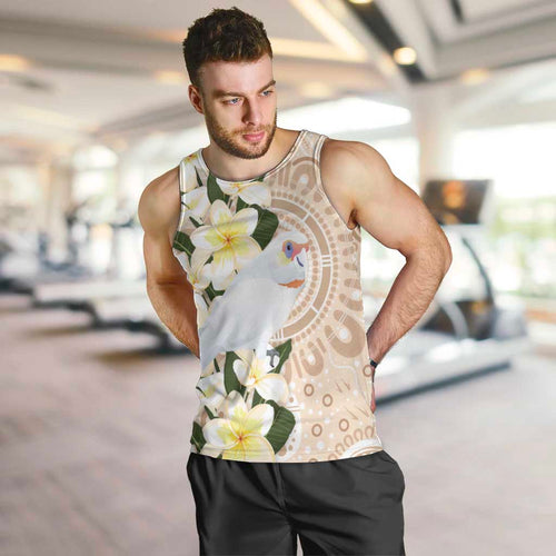 Australia Long-billed Corella Men Tank Top Cacatua Tenuirostris Plumeria Aboriginal Art - Aussie Hoodie