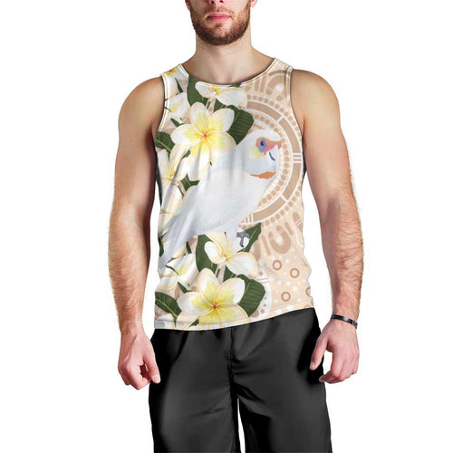 Australia Long-billed Corella Men Tank Top Cacatua Tenuirostris Plumeria Aboriginal Art - Aussie Hoodie