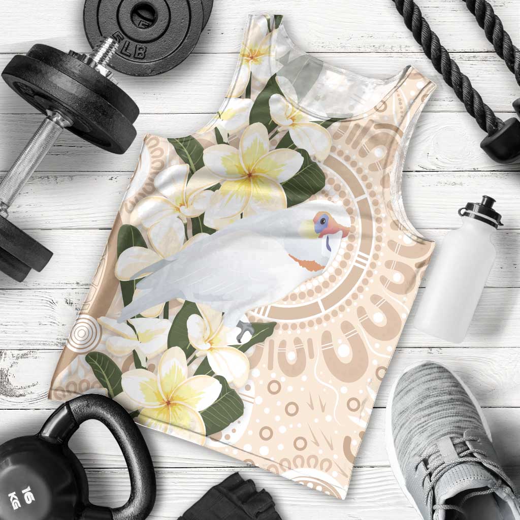 Australia Long-billed Corella Men Tank Top Cacatua Tenuirostris Plumeria Aboriginal Art - Aussie Hoodie