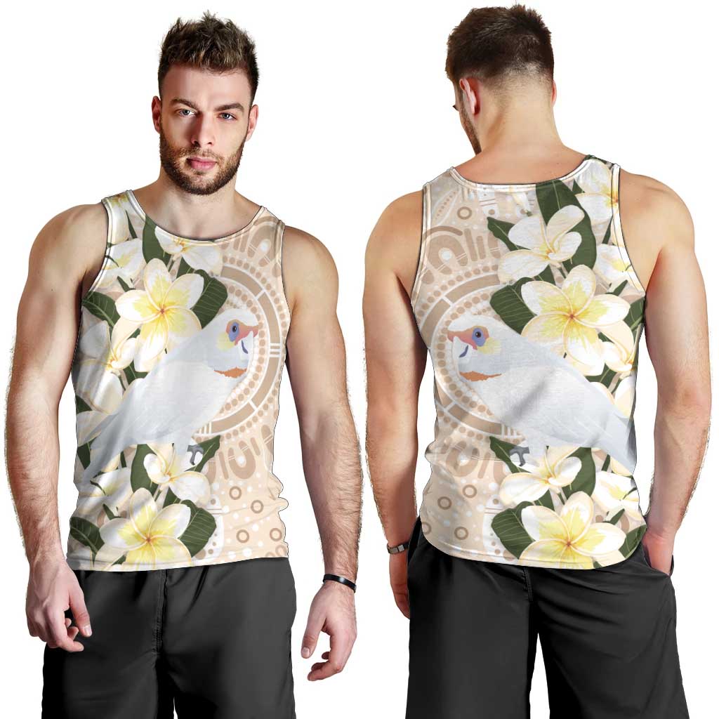 Australia Long-billed Corella Men Tank Top Cacatua Tenuirostris Plumeria Aboriginal Art - Aussie Hoodie