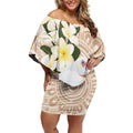Australia Long-billed Corella Off Shoulder Short Dress Cacatua Tenuirostris Plumeria Aboriginal Art - Aussie Hoodie