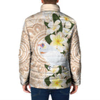 Australia Long-billed Corella Padded Jacket Cacatua Tenuirostris Plumeria Aboriginal Art - Aussie Hoodie
