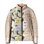 Australia Long-billed Corella Padded Jacket Cacatua Tenuirostris Plumeria Aboriginal Art - Aussie Hoodie