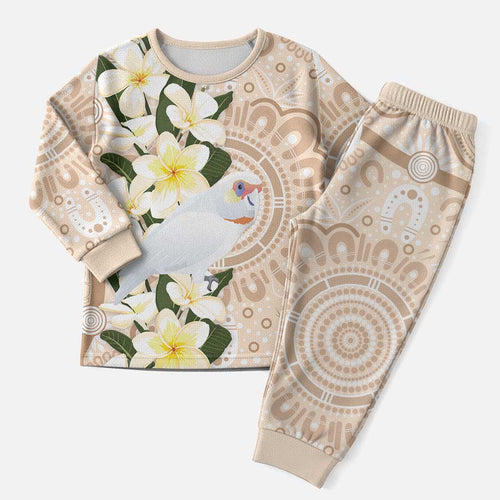 Australia Long-billed Corella Christmas Pajama Set Cacatua Tenuirostris Plumeria Aboriginal Art - Aussie Hoodie