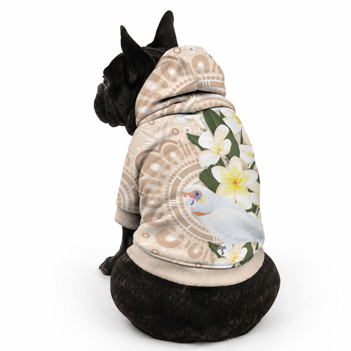 Australia Long-billed Corella Pet Hoodie Cacatua Tenuirostris Plumeria Aboriginal Art