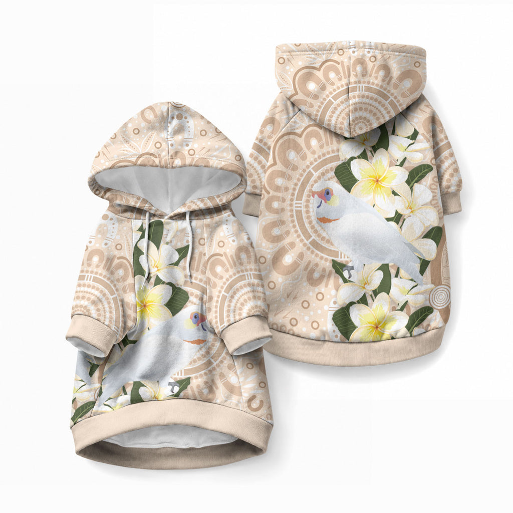 Australia Long-billed Corella Pet Hoodie Cacatua Tenuirostris Plumeria Aboriginal Art