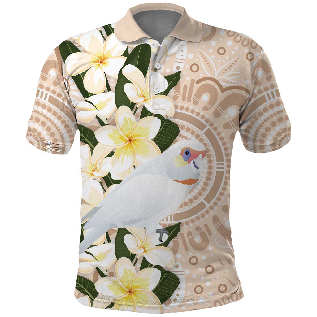 Australia Long-billed Corella Polo Shirt Cacatua Tenuirostris Plumeria Aboriginal Art - Aussie Hoodie