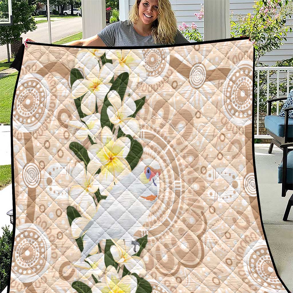 Australia Long-billed Corella Quilt Cacatua Tenuirostris Plumeria Aboriginal Art - Aussie Hoodie