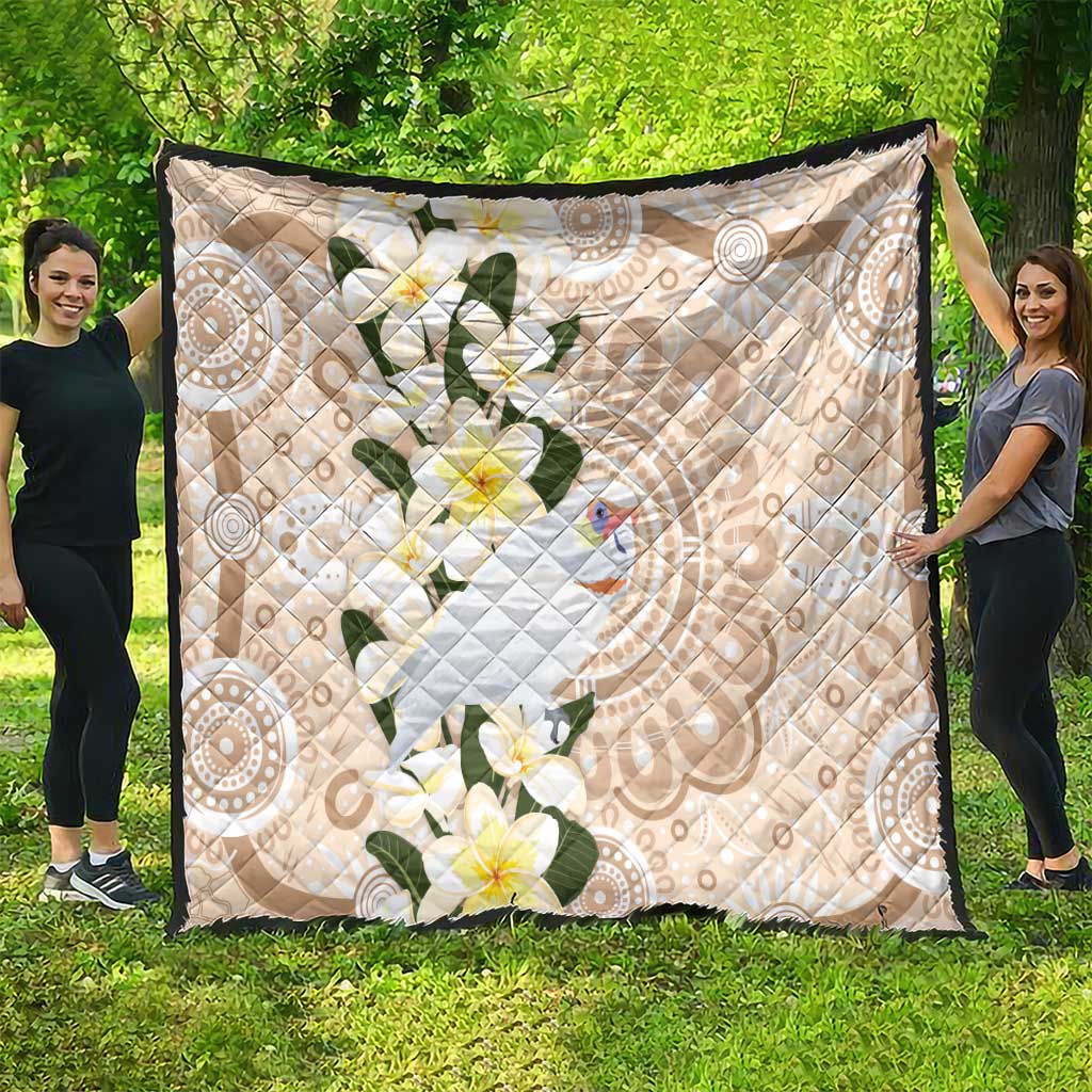Australia Long-billed Corella Quilt Cacatua Tenuirostris Plumeria Aboriginal Art - Aussie Hoodie