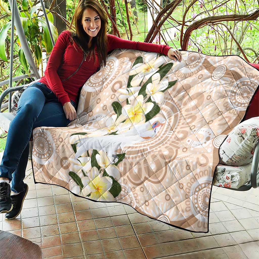 Australia Long-billed Corella Quilt Cacatua Tenuirostris Plumeria Aboriginal Art - Aussie Hoodie