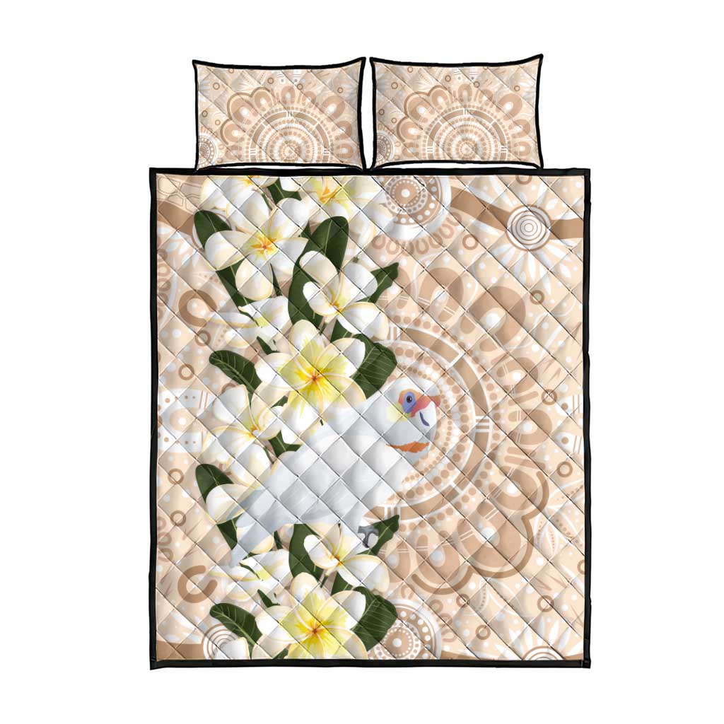 Australia Long-billed Corella Quilt Bed Set Cacatua Tenuirostris Plumeria Aboriginal Art - Aussie Hoodie