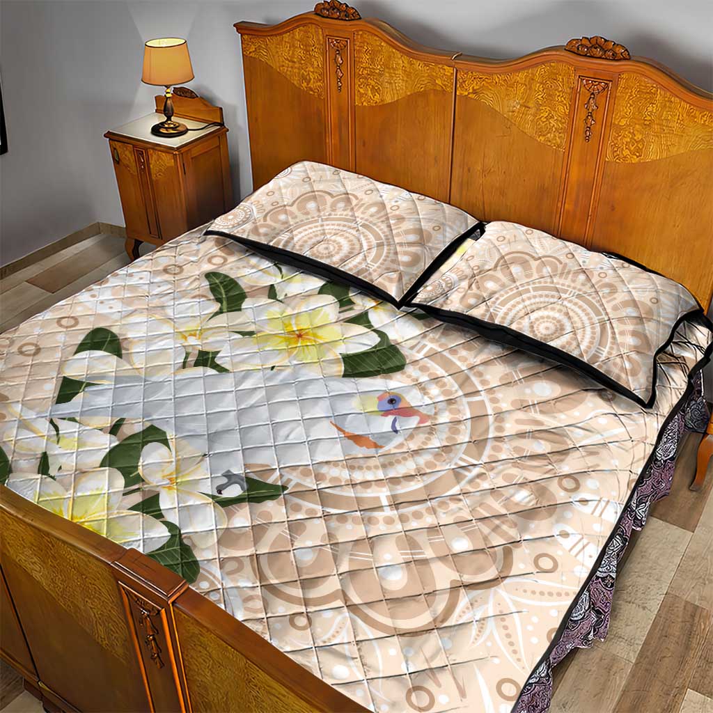 Australia Long-billed Corella Quilt Bed Set Cacatua Tenuirostris Plumeria Aboriginal Art - Aussie Hoodie