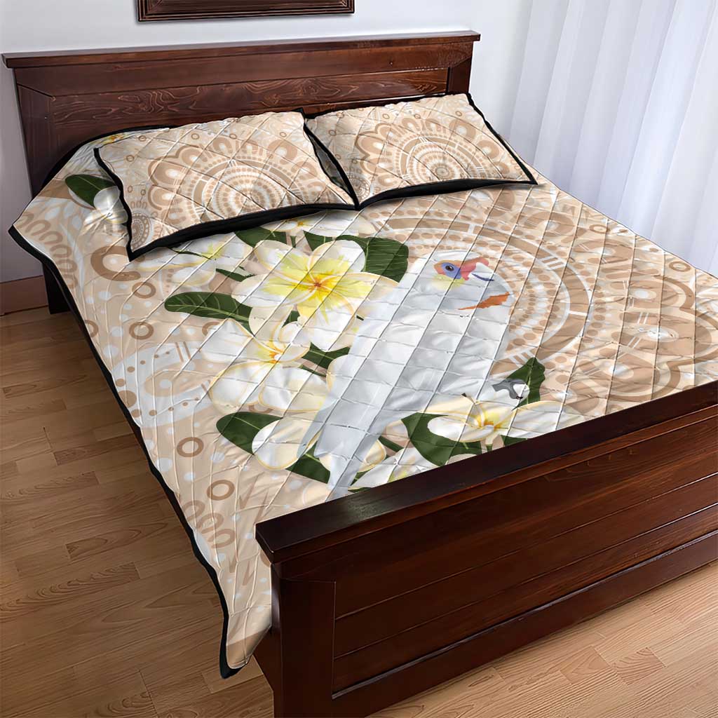 Australia Long-billed Corella Quilt Bed Set Cacatua Tenuirostris Plumeria Aboriginal Art - Aussie Hoodie