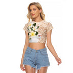Australia Long-billed Corella Raglan Cropped T Shirt Cacatua Tenuirostris Plumeria Aboriginal Art - Aussie Hoodie