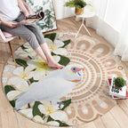 Australia Long-billed Corella Round Carpet Cacatua Tenuirostris Plumeria Aboriginal Art - Aussie Hoodie