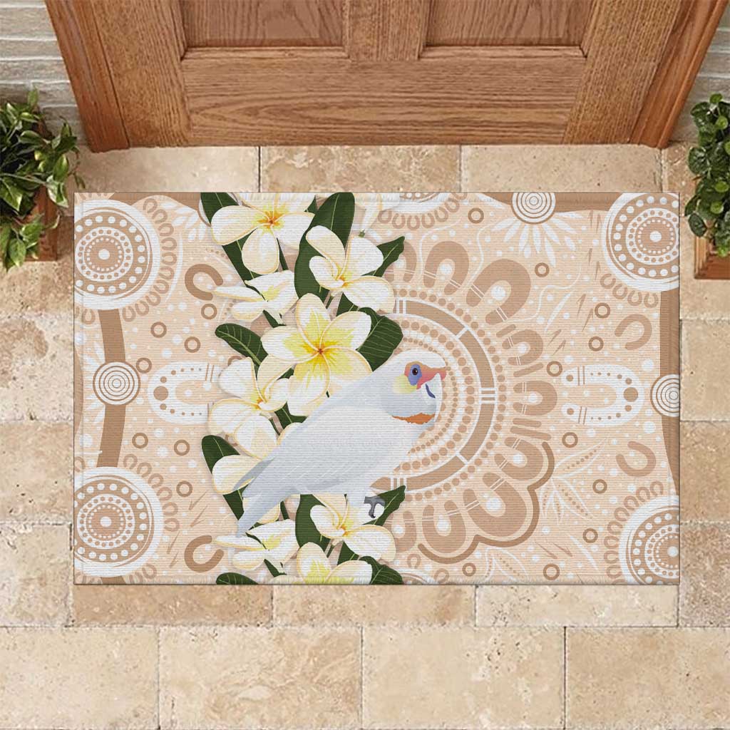 Australia Long-billed Corella Rubber Doormat Cacatua Tenuirostris Plumeria Aboriginal Art - Aussie Hoodie