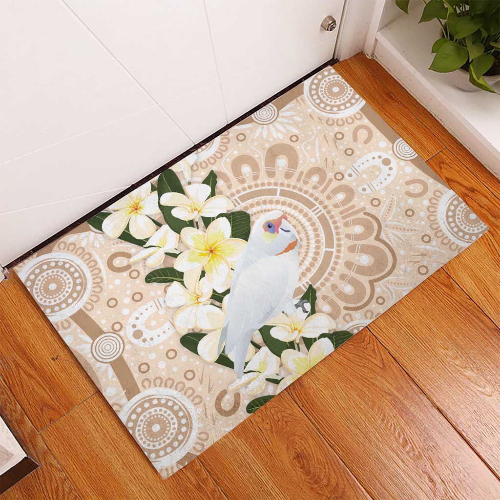 Australia Long-billed Corella Rubber Doormat Cacatua Tenuirostris Plumeria Aboriginal Art - Aussie Hoodie