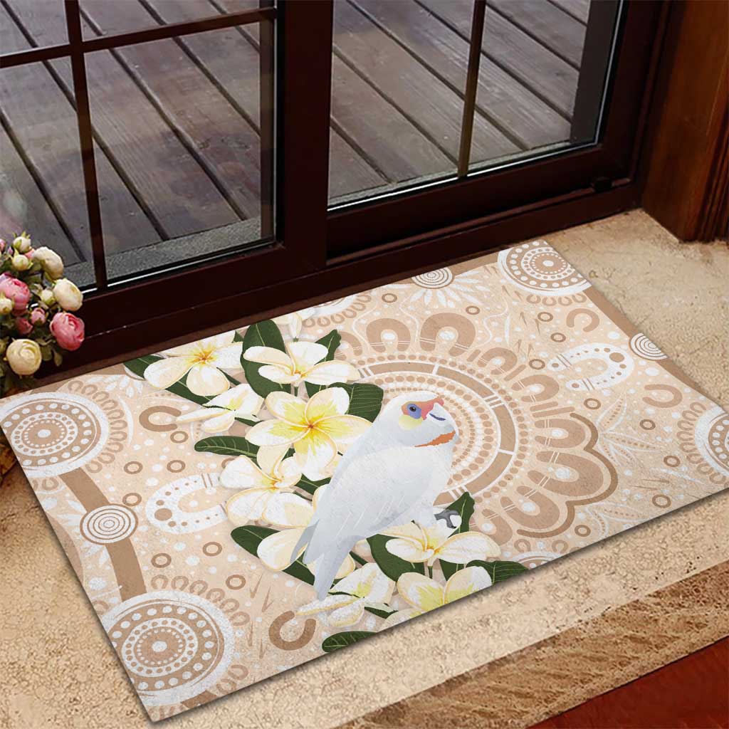 Australia Long-billed Corella Rubber Doormat Cacatua Tenuirostris Plumeria Aboriginal Art - Aussie Hoodie