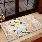 Australia Long-billed Corella Rubber Doormat Cacatua Tenuirostris Plumeria Aboriginal Art - Aussie Hoodie