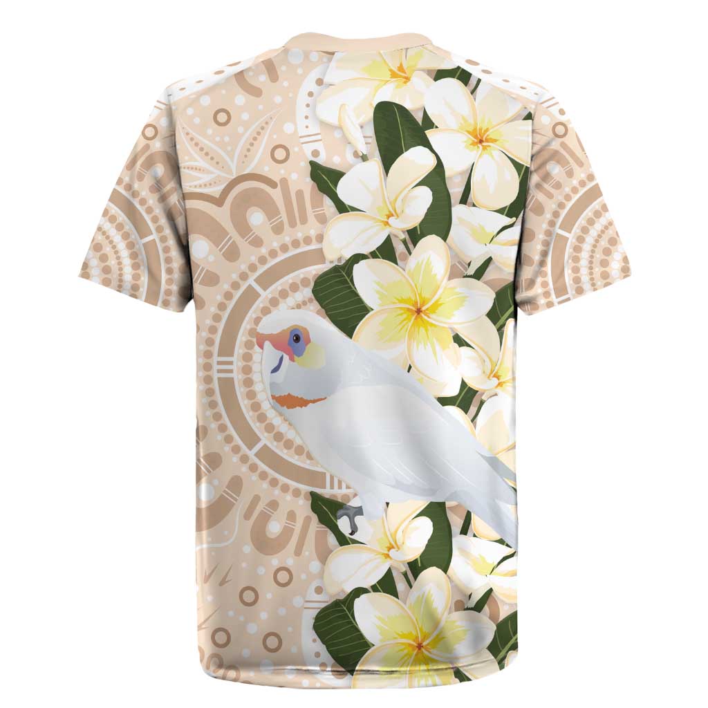 Australia Long-billed Corella Rugby Jersey Cacatua Tenuirostris Plumeria Aboriginal Art - Aussie Hoodie