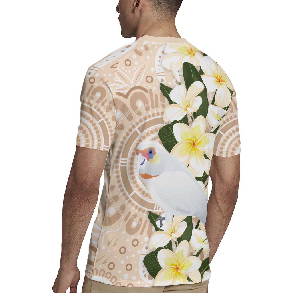 Australia Long-billed Corella Rugby Jersey Cacatua Tenuirostris Plumeria Aboriginal Art - Aussie Hoodie