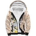 Australia Long-billed Corella Sherpa Hoodie Cacatua Tenuirostris Plumeria Aboriginal Art - Aussie Hoodie