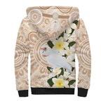 Australia Long-billed Corella Sherpa Hoodie Cacatua Tenuirostris Plumeria Aboriginal Art - Aussie Hoodie