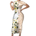 Australia Long-billed Corella Short Sleeve Bodycon Dress Cacatua Tenuirostris Plumeria Aboriginal Art - Aussie Hoodie
