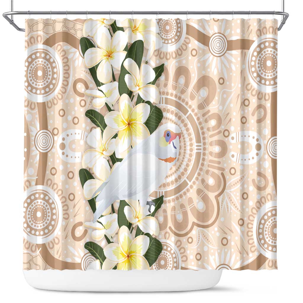 Australia Long-billed Corella Shower Curtain Cacatua Tenuirostris Plumeria Aboriginal Art - Aussie Hoodie